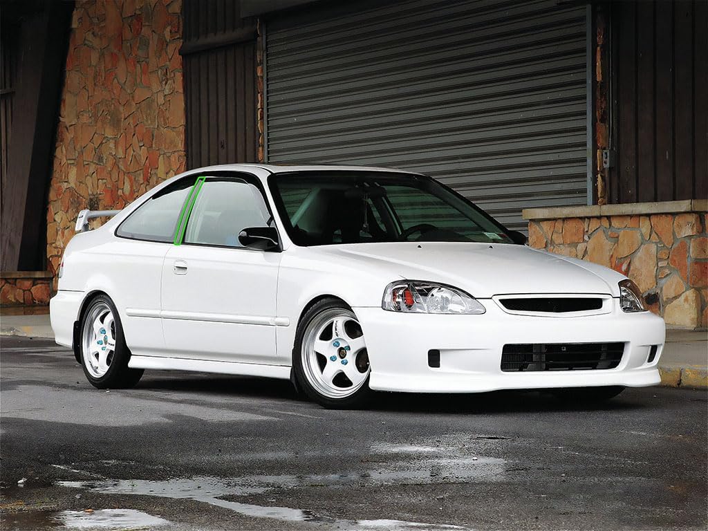 Rvinyl Pillar Post Pre Cut Window Trim Kits in Gloss Black Compatible with Honda Civic 1996-2000 Sedan - Adhesive Backs