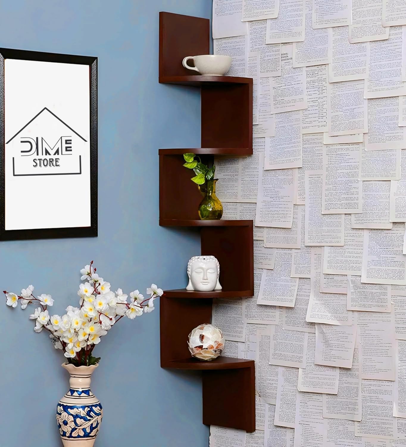 الذكي - ديمي ستور ارفف حائط خشبية | رف معلق في الزاوية لغرفة ا...