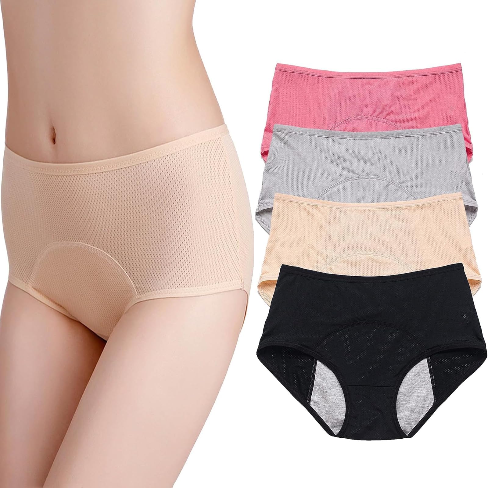 GARWAR Everdries Panties for Women Over 60,Everdries Leakproof Ladies Underwear,High Waist Leakproof Underwear,Everdry Leakproof Panties for Women (4Pcs-c,6XL)