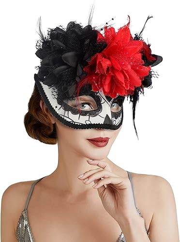 Miniatura 2 de GREUS Máscara de Halloween para hombres y mujeres, pareja, máscara veneciana de media cara, disfraz de baile de carnaval, fiesta de discoteca