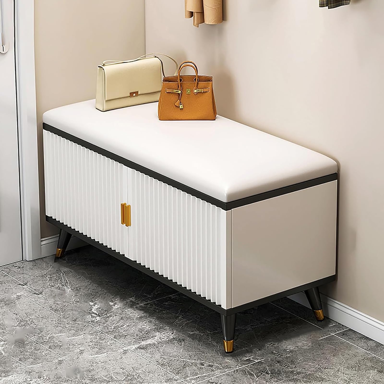 MSHGSKU Shoe Rack Bench with Door for High Heels - Modern Slim Hidden Shoe Cabinet Organizer for Entryways, Hallways, Closets -