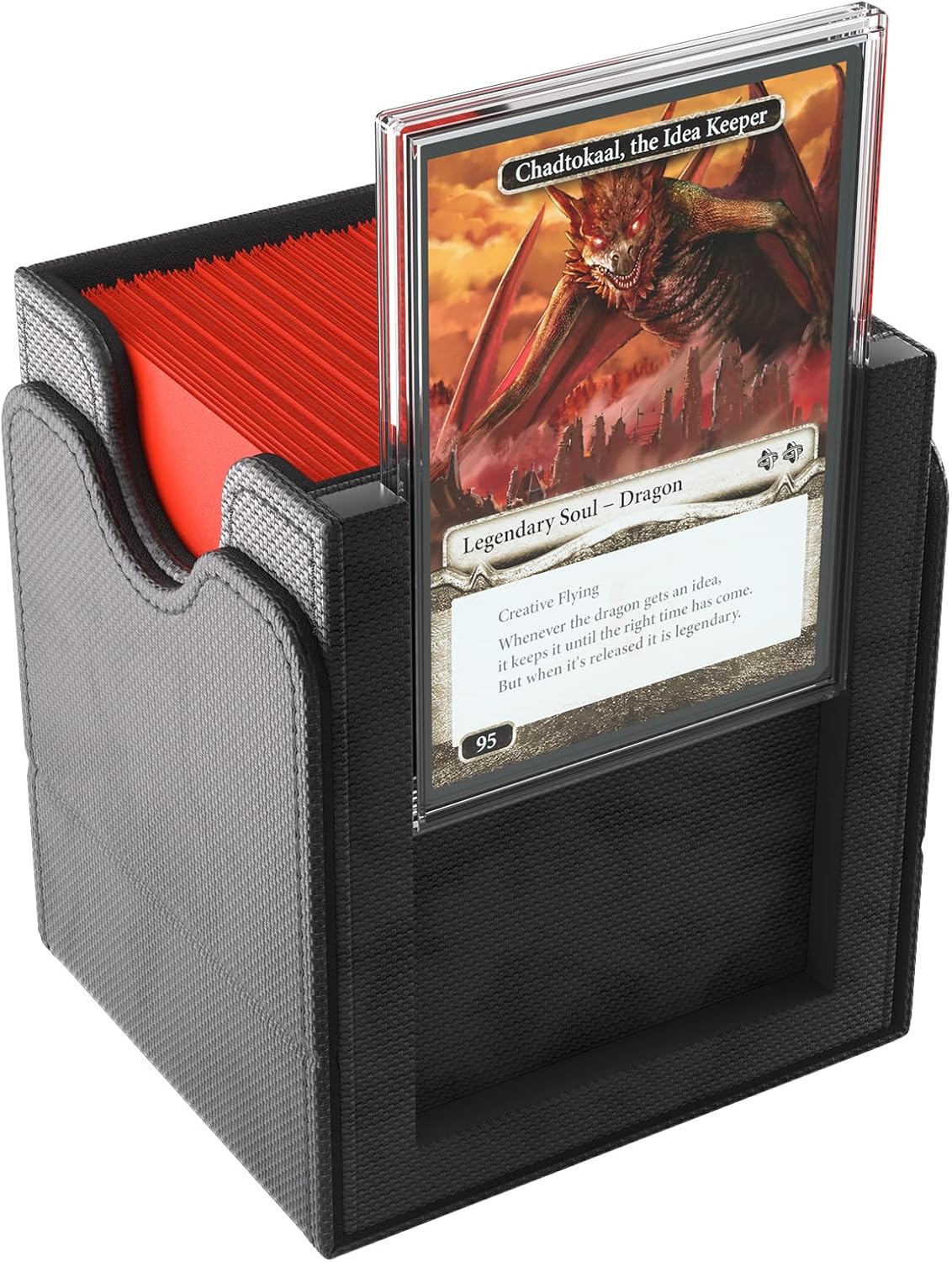 Gamegenic Squire Plus 100+ XL Convertible Deck Box - Holds 100 Double-Sleeved Cards! Premium Commander Card Case, Detachable Slide Card Case, Armorfyber Surface, Black Color, Made