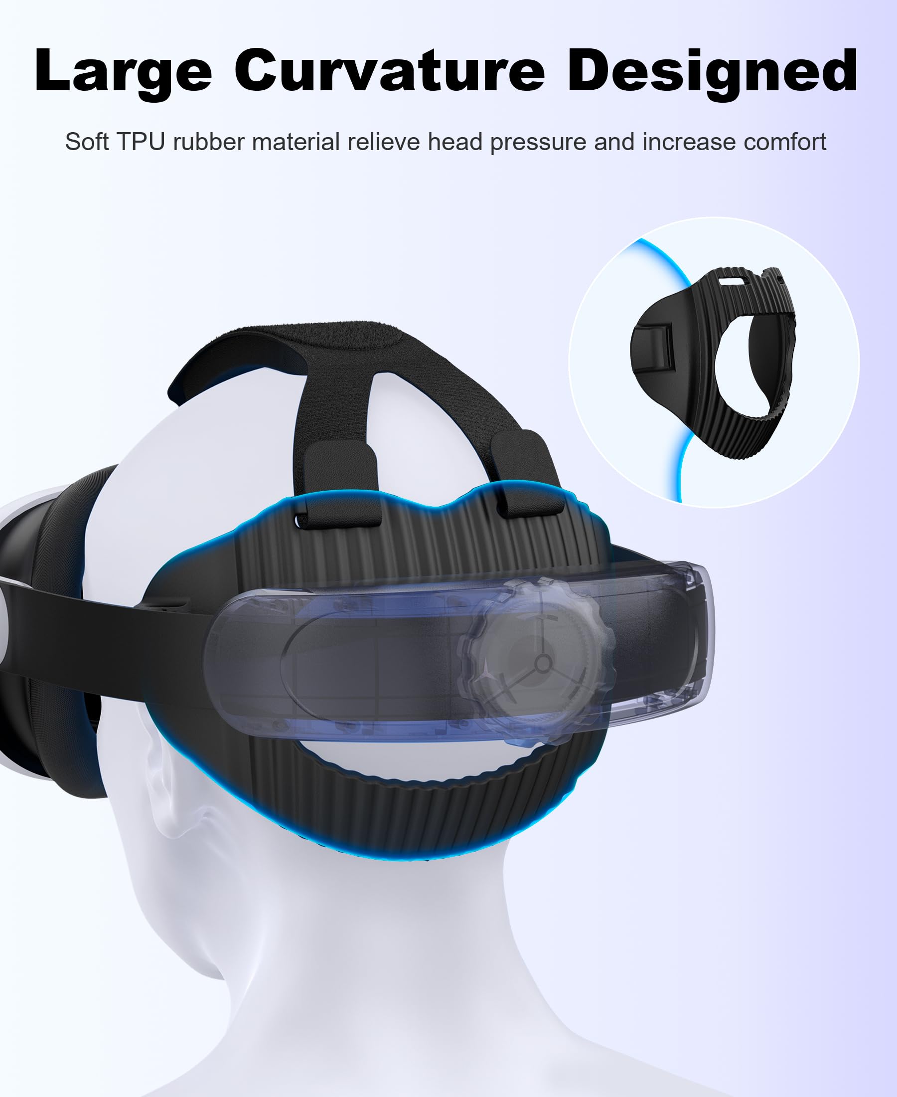 HELLCOOL Correa de Cabeza Cómoda para Meta Quest 3S/3/2 – Soporte VR Ergonómico con Función Plegable de 45° y Rueda de Ajuste – Accesorio Ligero para Sesiones Largas sin Puntos de Presión — view 6