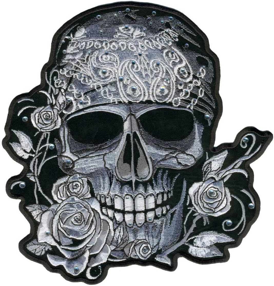 Hot Leathers Bandana Skull Patch with Rhinestones