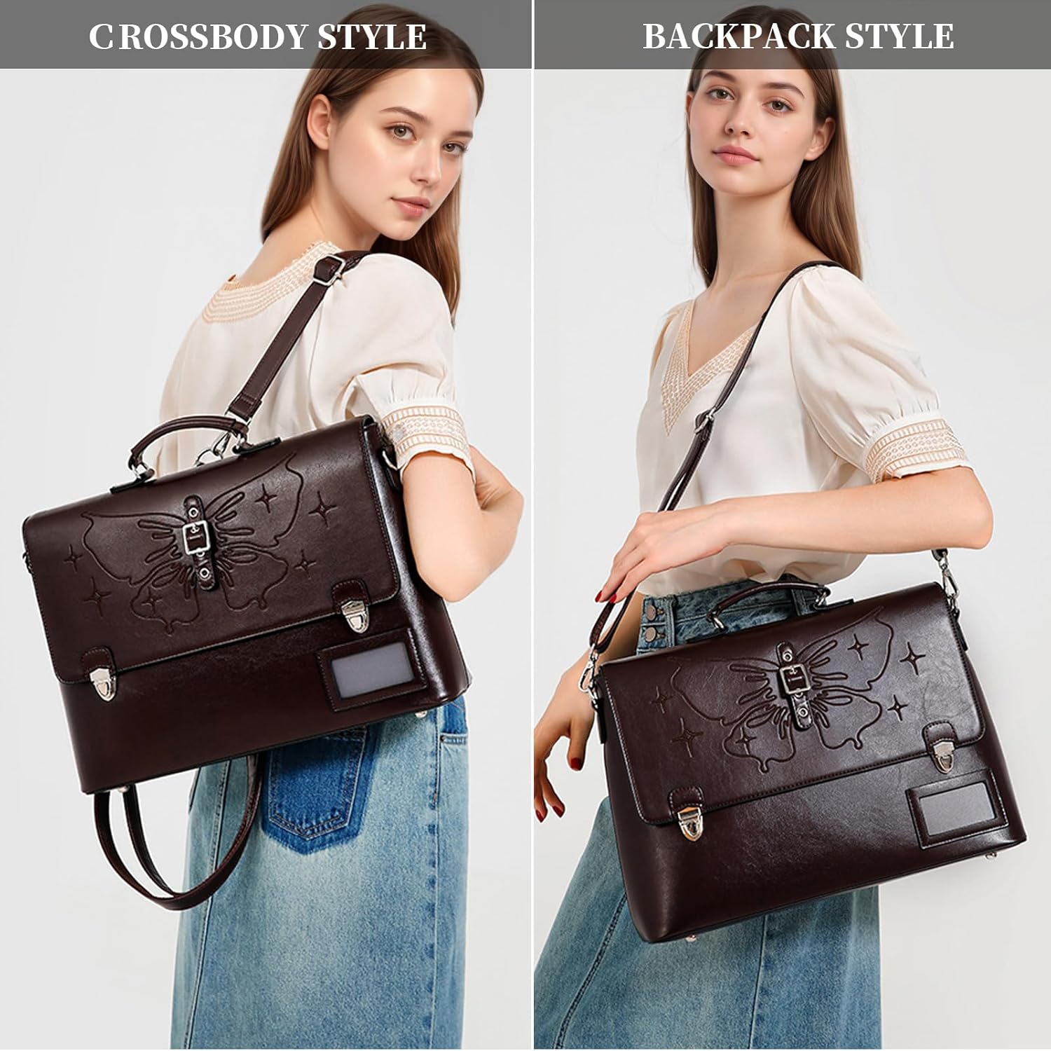 Genuine leather multi-functional business bag, computer bag, large-capacity commuter tote bag, fashionable single-shoulder crossbody bag, backpack