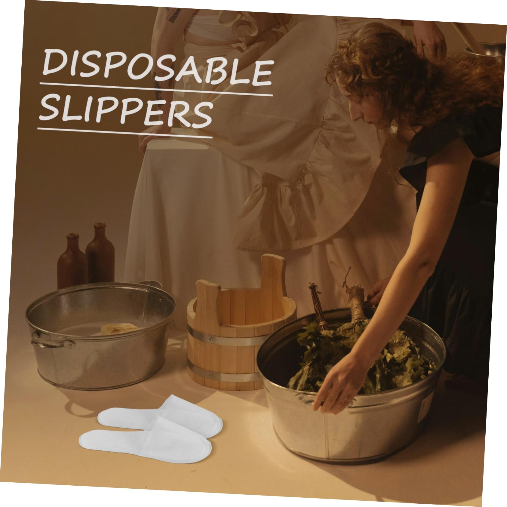 BELLIFFY Disposable Slippers Non Woven Spa Slippers with Water Ripple Bottom for Guests Comfortable Single Use Footwear for Travel and Massage Unisex