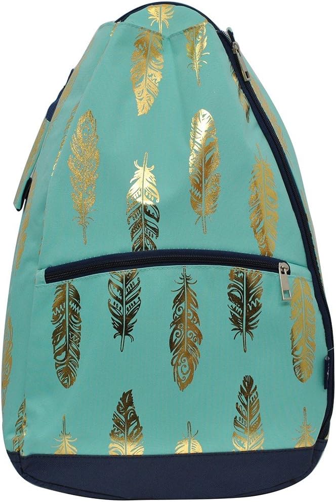 NGIL Gold Feather Mint Tennis Racquet Holder Backpack