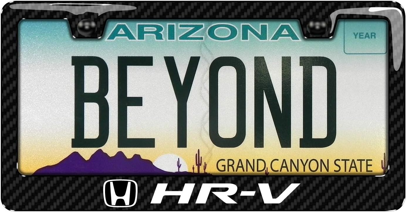 iPick Image for Honda HR-V Black Real 3K Carbon Fiber Finish ABS Plastic License Plate Frame