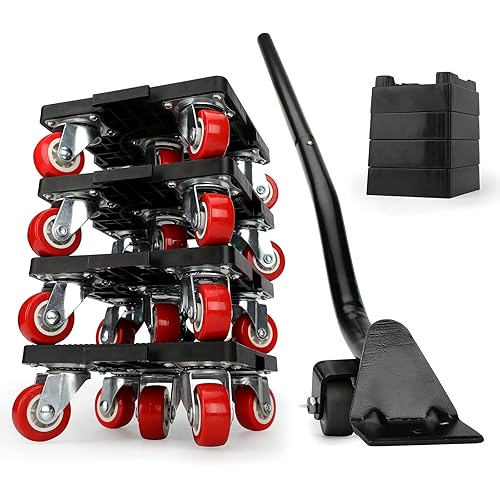 Insdawn Furniture Dolly with 5 Wheels & Furniture Lifter Set,Furniture Sliders 360°Rotation Wheels,5 Wheels Moving Dolly Load Capacity 1000LBs Total,Suitable for Sofa,Refrigerator,etc，XL-Size，4 Packs