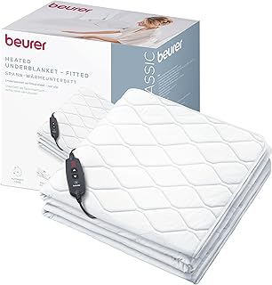 Beurer UB 74 Wärmeunterbett, elektrische Heizdecke mit Abschaltautomatik und Überhitzungsschutz, Wärmedecke in praktischer Spannbetttuch-Form mit 3 Temperaturstufen, waschbar, 200 x 100cm