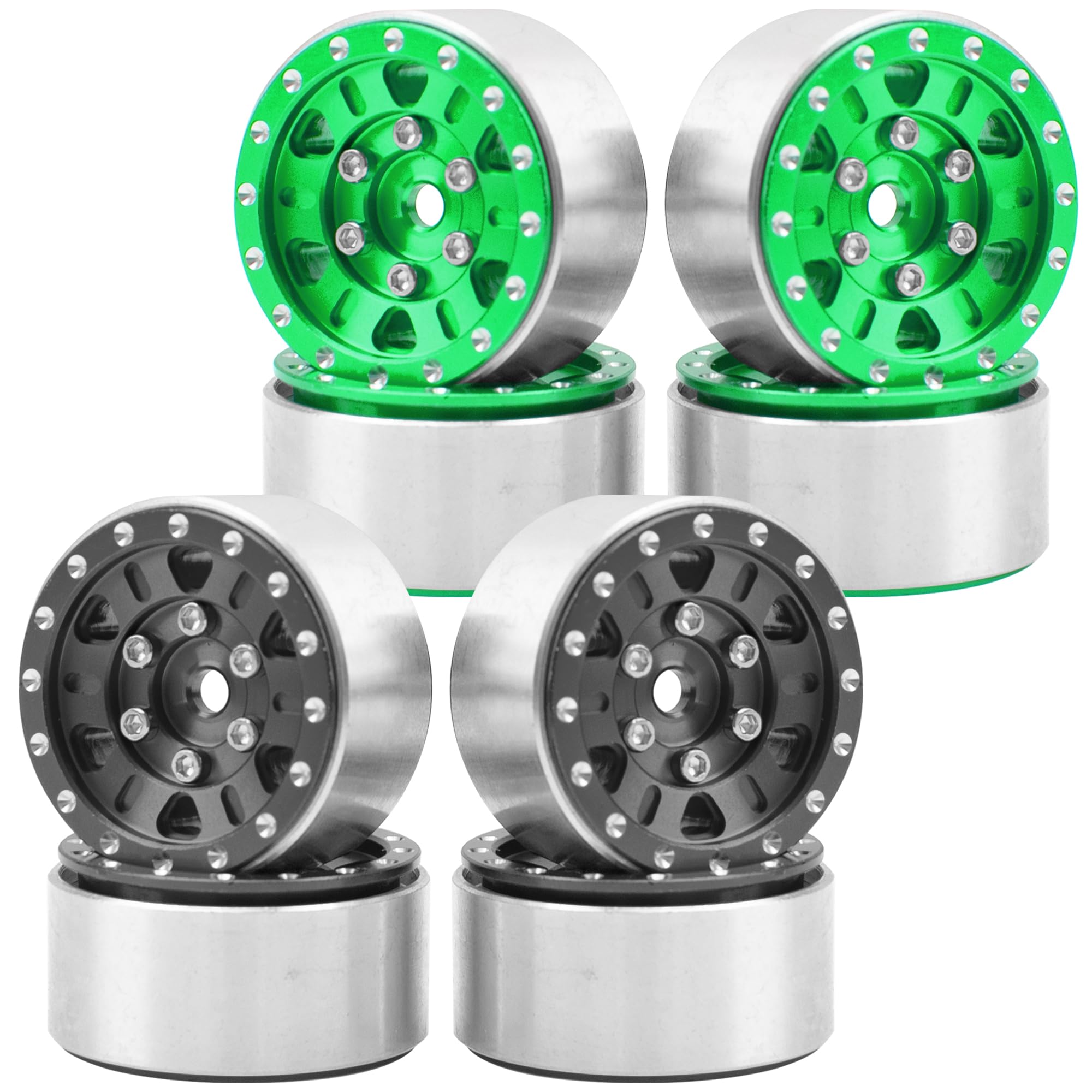 1.0" SCX24 Beadlock Wheels Rim 7mm Hex Wheel Rims & 1.0" SCX24 Beadlock Wheels Rim 7mm Hex Wheel Rims