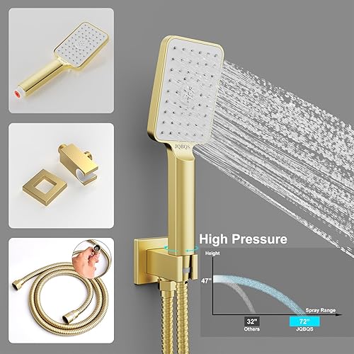 Miniatura 6 de Sistema de ducha moderno de lluvia de 12 pulgadas, juego de grifo de ducha de latón con válvula y desviador, mezclador de ducha con ducha cuadrada