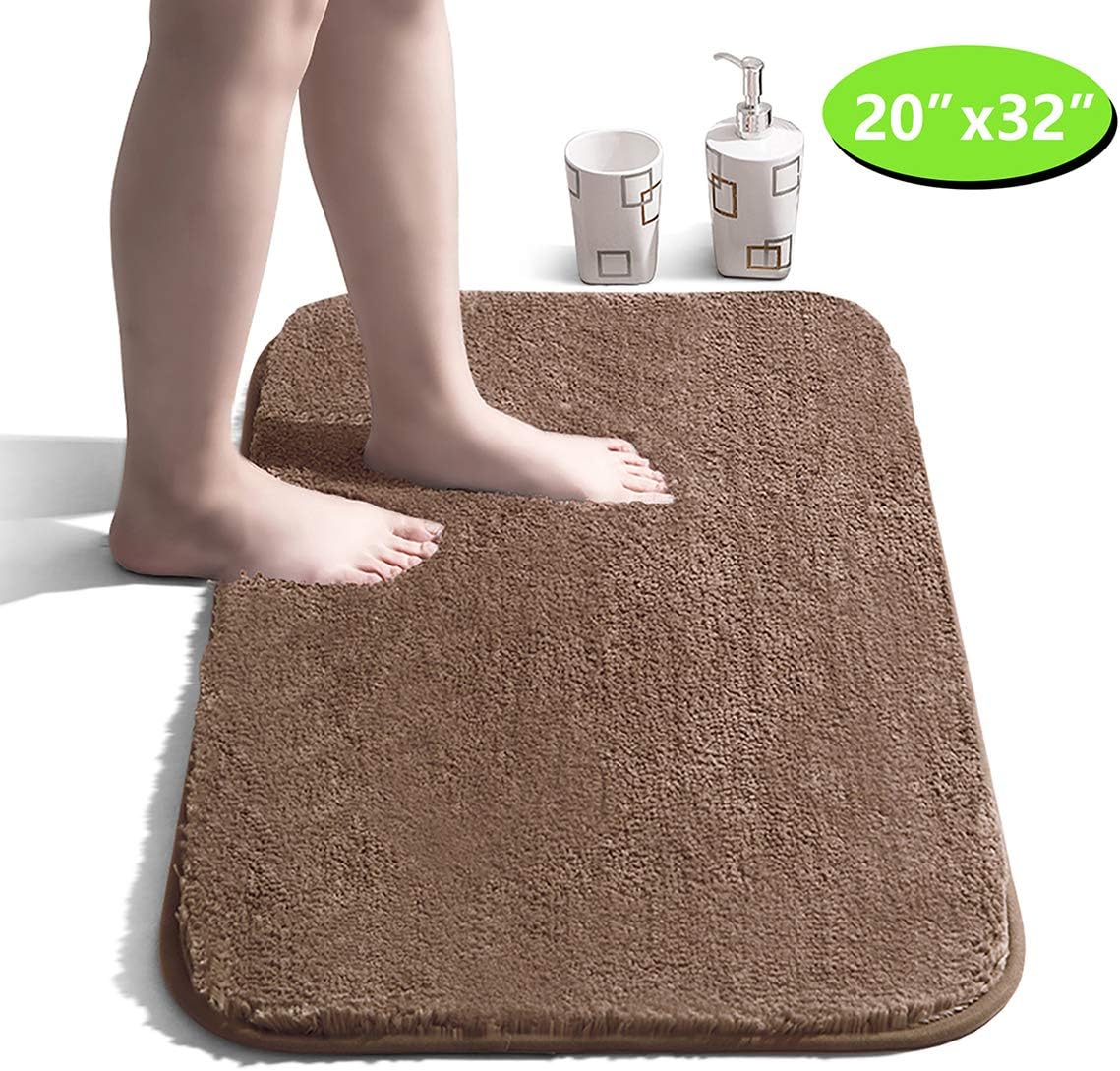 Bathroom Rug Non Slip Bath Mat for Bathroom Water Absorbent Soft Microfiber Shaggy Bathroom Mat Machine Washable Bath Rug for Bathroom Thick Plush Rugs for Shower - Champagne, 20"x32"