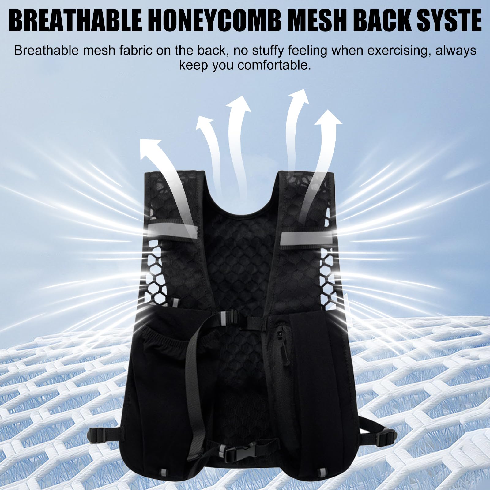 OBEST Chaleco Running Mujer Hombre, Chalecos Deportivos Ultraligeros, Chalecos Correr Reflectantes Ranspirable, Vest Multibolsillos Ajustable Mochilas Móvil para Correr Ciclismo Maratón Senderismo