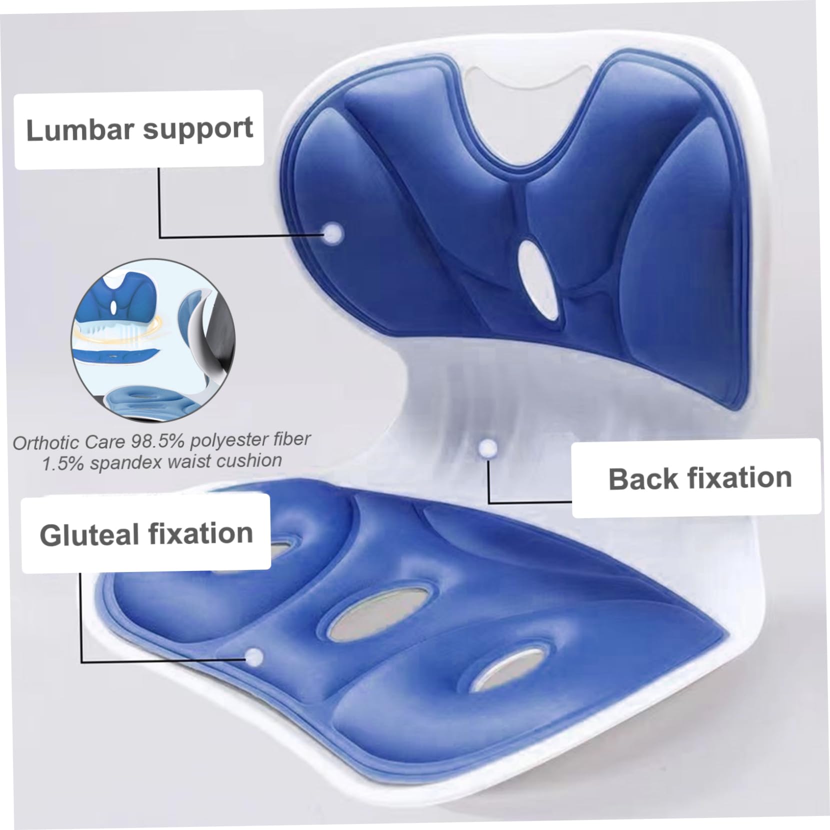 Postura Silla de espalda Alivio de dolor de postura Corrector para silla Soporte lumbar ergonómico Soporte de la parte baja de la espalda para el asiento del piso de la oficina, apoyo lumbar, correct