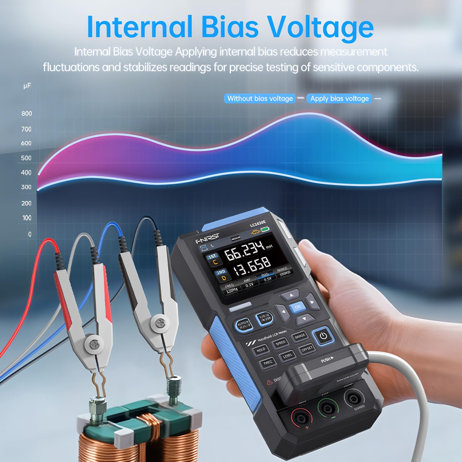 FNIRSI LC1020E Hochpräzise digitale Brücke LCR ESR Tester Widerstandskapazität Induktivität elektronische Komponentenmessung