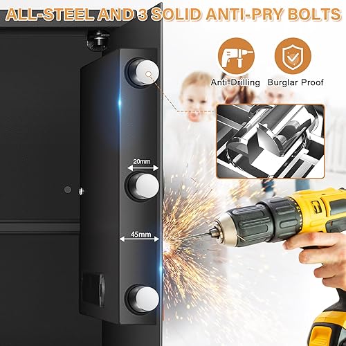 Miniatura 4 de 19.7 pulgadas de alto Caja fuerte grande para el hogar, cajas fuertes antirrobo con teclado programable, llaves de repuesto y estante extraíble,