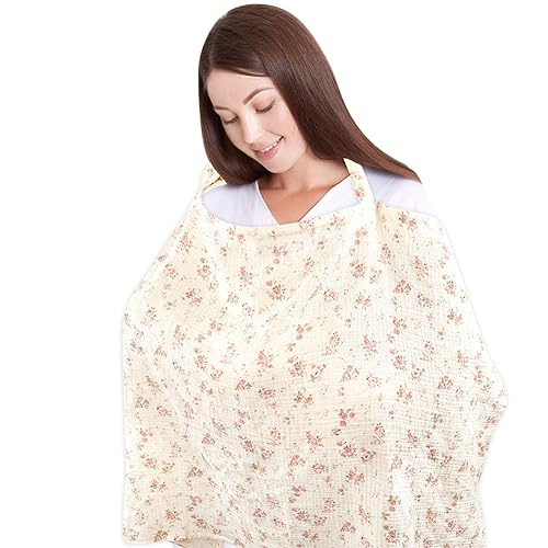 Fundas de lactancia para lactancia, muselina de algodón con aro rígido, fácil de ver, transpirable y suave, cubierta de lactancia multiusos para