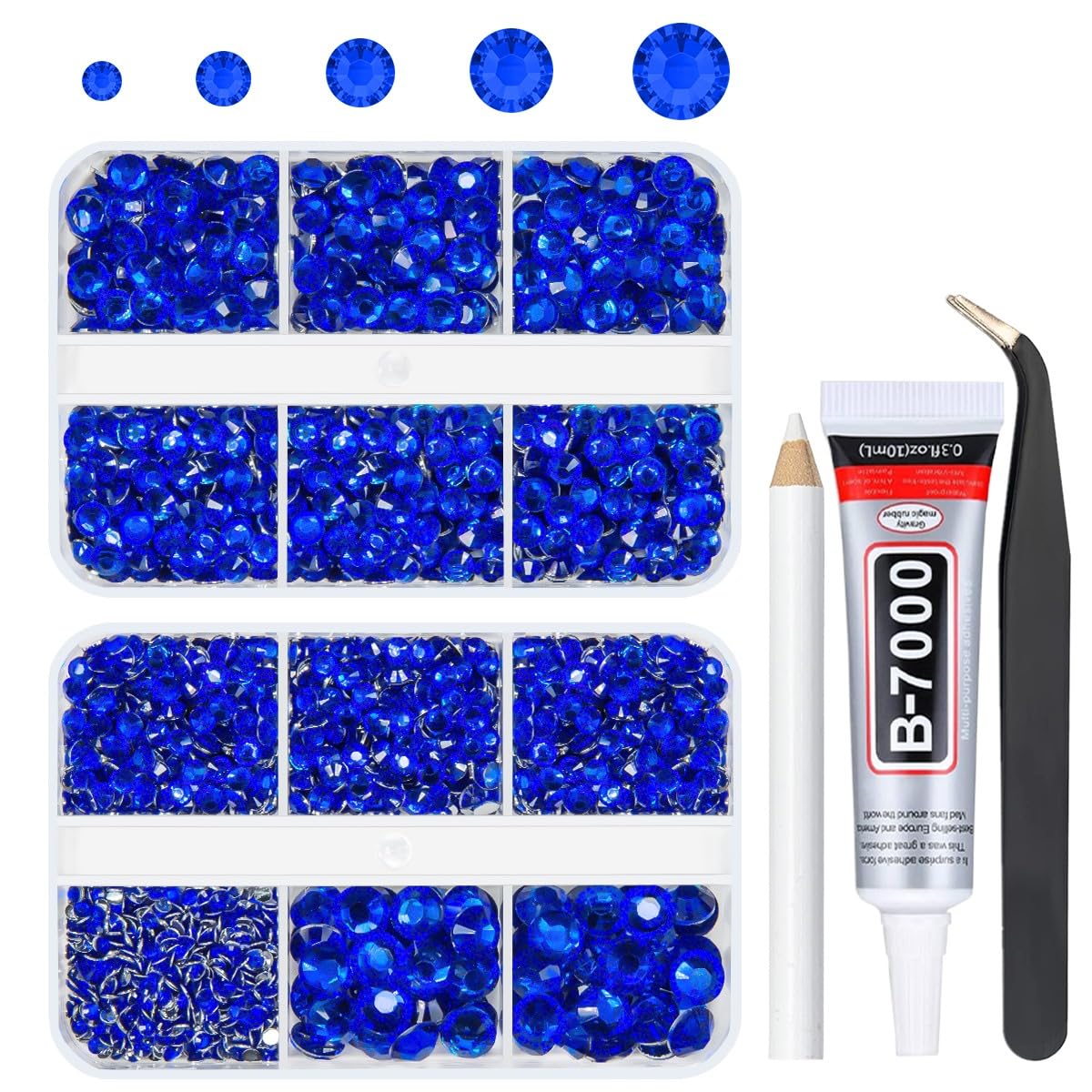 Dark Blue Resin Rhinestones for Bedazzling Crafting Sapphire Blue Flatback Crystal Stones 2mm 3mm 4mm 5mm 6mm Diamonds Gems Charms for Nails Face Eyes Makuep Tumblers Bottles DIY Crafts Shoes