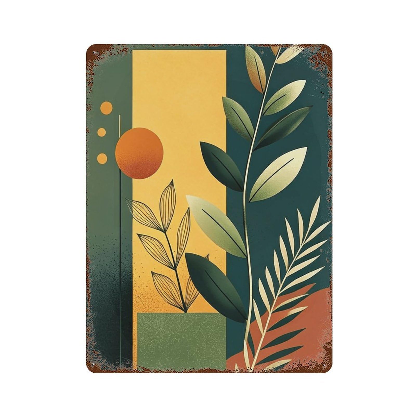 WUJHGRSG Minimal Bohemian Abstract Hues 02 Wall Art Retro Iron Vintage Metal Tin Sign Poster Modern Decor for Home Cofffee Club Bar Shop Style 40x30cm