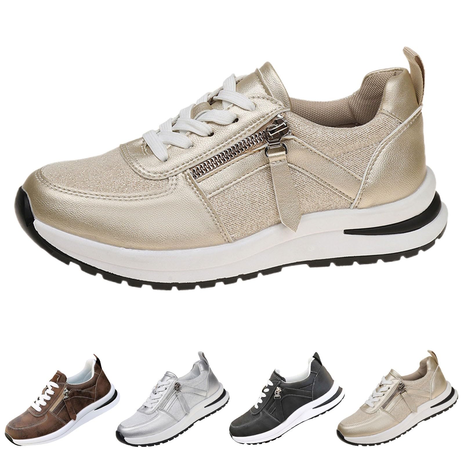 Sneakers Donna Estive con Platform - Scarpe da Ginnastica Corsa Sportive | Sneakers Suola Comfort Antiscivolo Con Cerniera Scarpe Basse Impermeabili Ammortizzate Sneaker Passeggio E Fitness