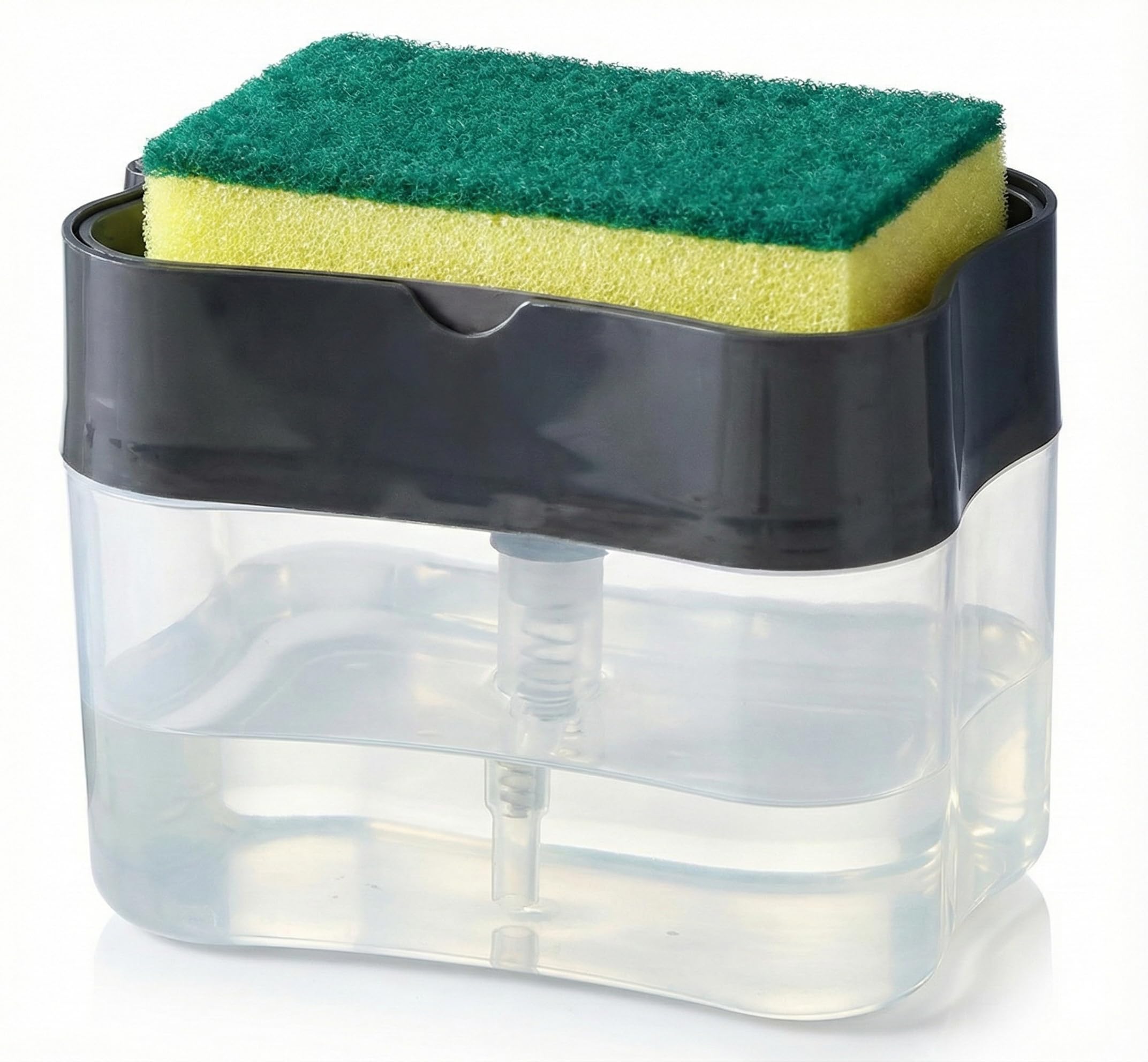 Dispensador Jabon Cocina - 500 ml con Estropajo Incluido, Diseño Moderno, Fácil de Usar y Limpiar