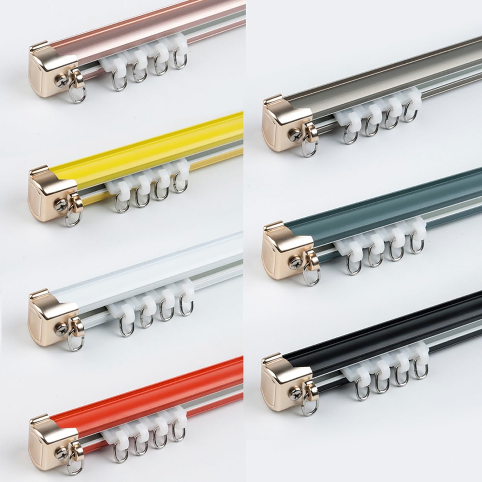 Aluminum Curtain Track, Ceiling Track For Curtains, Metal Heavy Duty Curtain Rod, 3.3-19.7ft Curtain Rail, For Room Divider, Ceiling/Wall Mount(Color:E,Size:600cm/19.7ft)