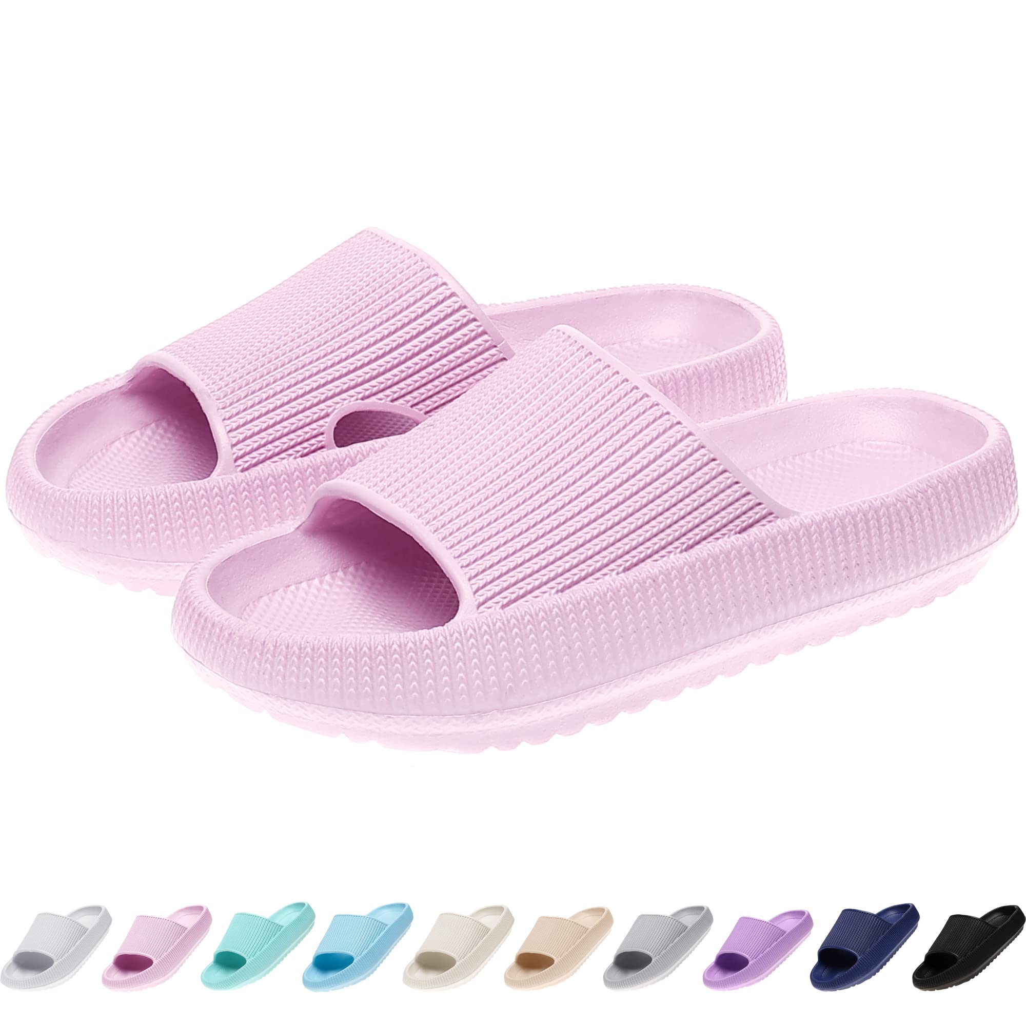 rosyclo Cloud Slides for Kids, Toddler Pillow Slippers Shower Bathroom Non-Slip Open Toe Super Soft Comfy Thick Sole Cozy Boys Girls Home House Cloud