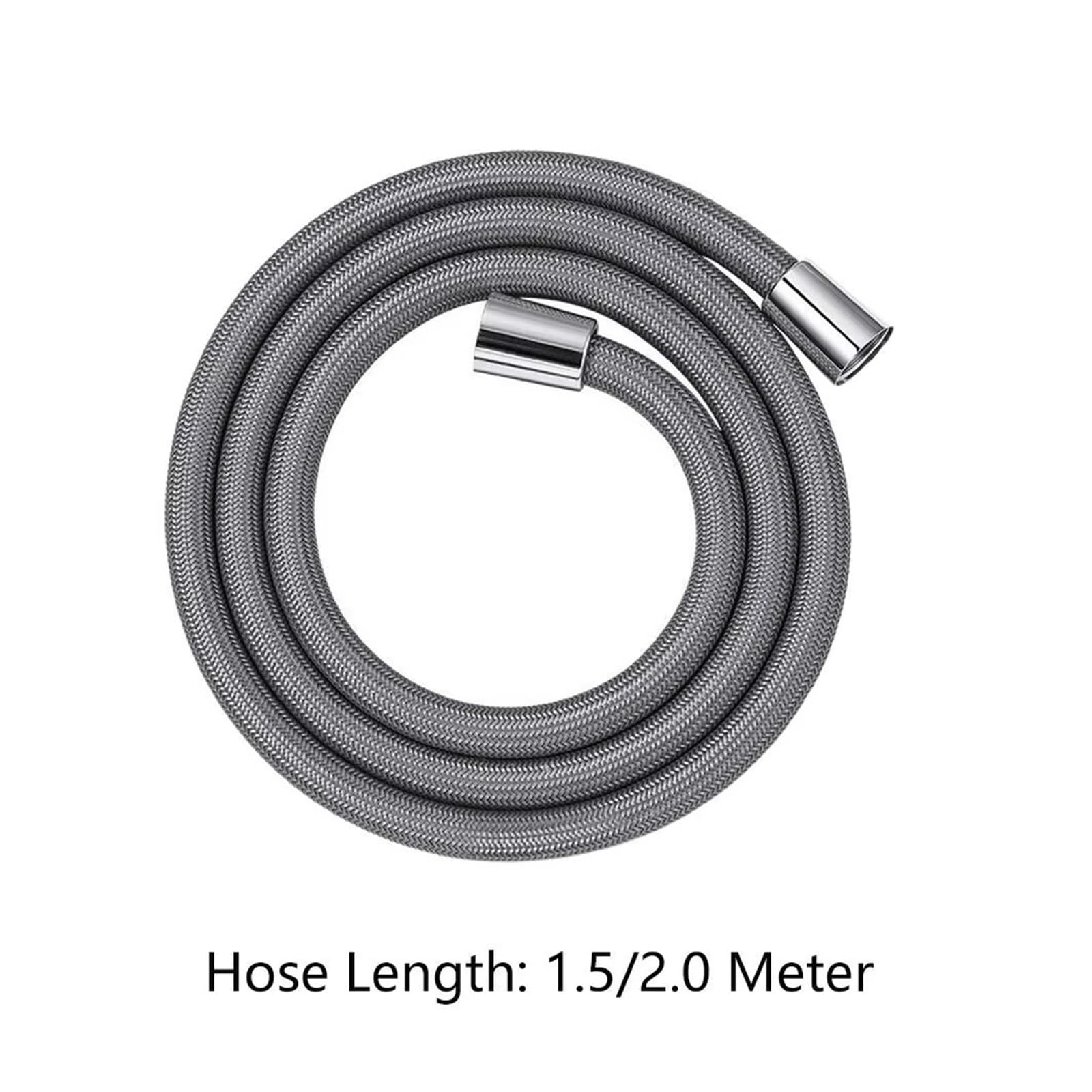Manguera Ducha Manguera de ducha mano antibobinado 1,5/2M Para Baño | Tubo flexible Tubo de nailon for baño con interfaz universal de alta presión(Grey,2.0M)