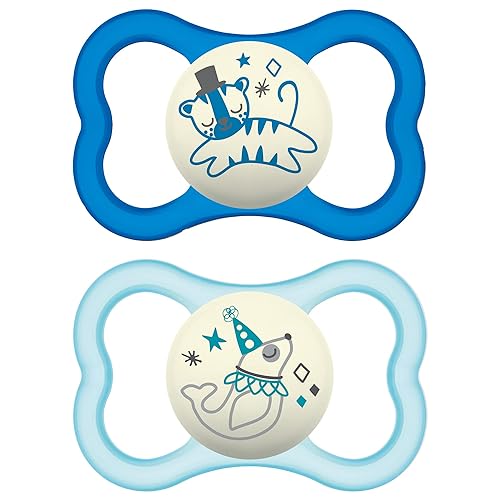 MAM Air Night Chupetes 1 funda esterilizante chupete de piel sensible MAM de más de 6 meses chupete que brilla en la oscuridad el mejor chupete para