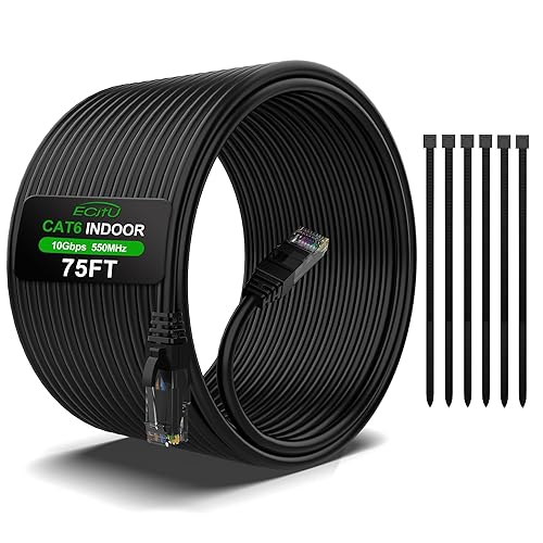 Miniatura 22 de Cable Ethernet Cat6 de 30 pies, cable de conexión Cat 6, cable de Internet Cat6, cable de red UTP, para interiores y exteriores, PoE, 24AWG CCA,