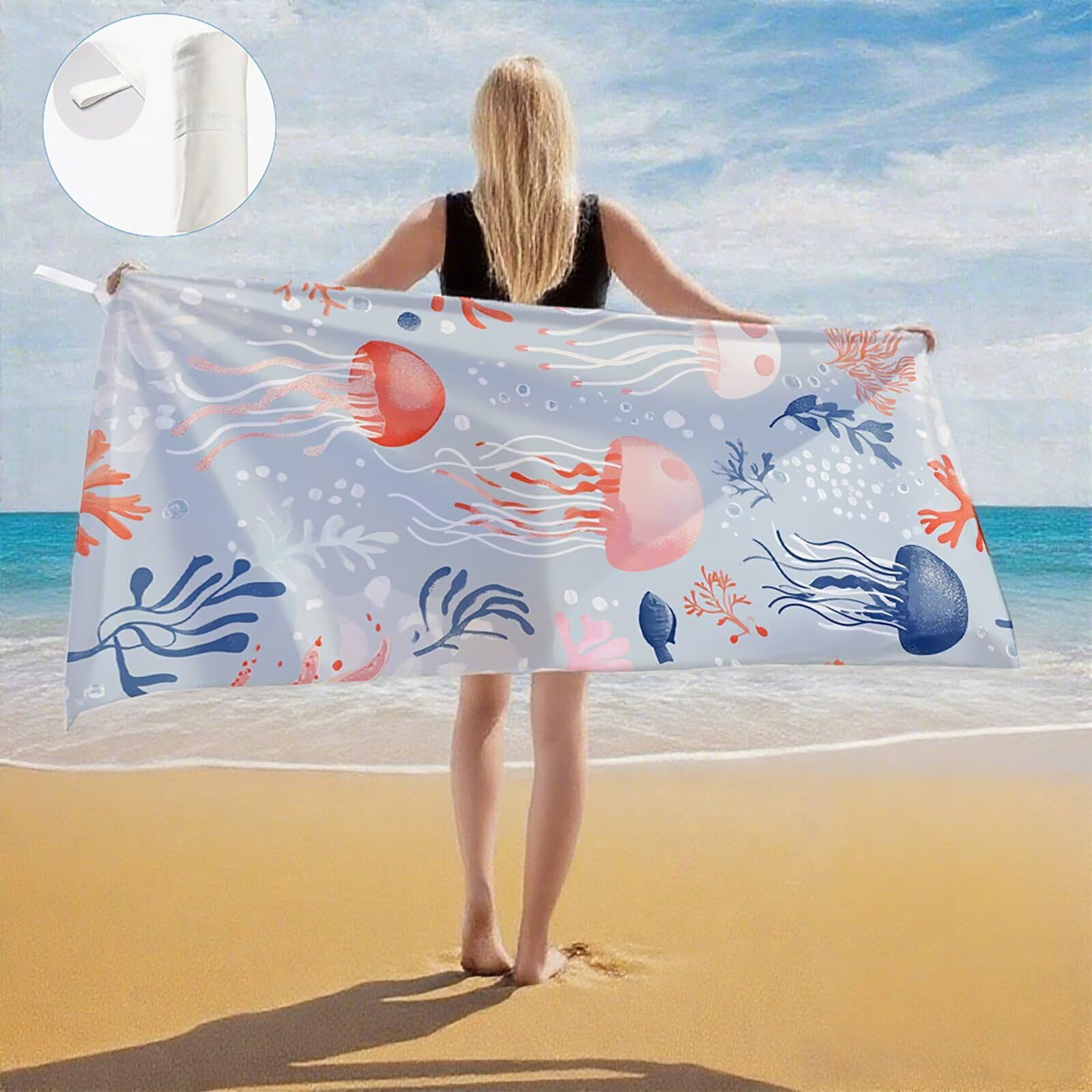 Toallas de Playa Microfibra Lindo Toalla Playa Grande 100 x 180 cm Mujer Hombre Secado Rápido Absorbente Toallas Gimnasio Suave Sin Arena Toalla Microfibra para Playas Piscina Viajes Camping Q-531
