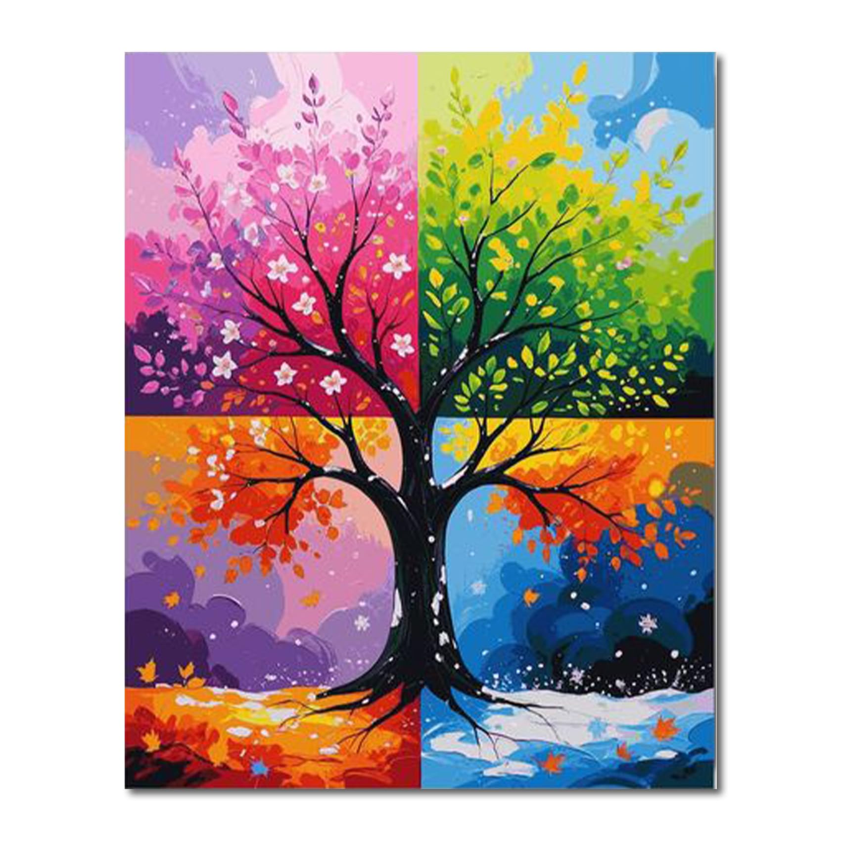 Paint by Numbers for Adults,Four Seasons Tree Paint by Numbers Kits