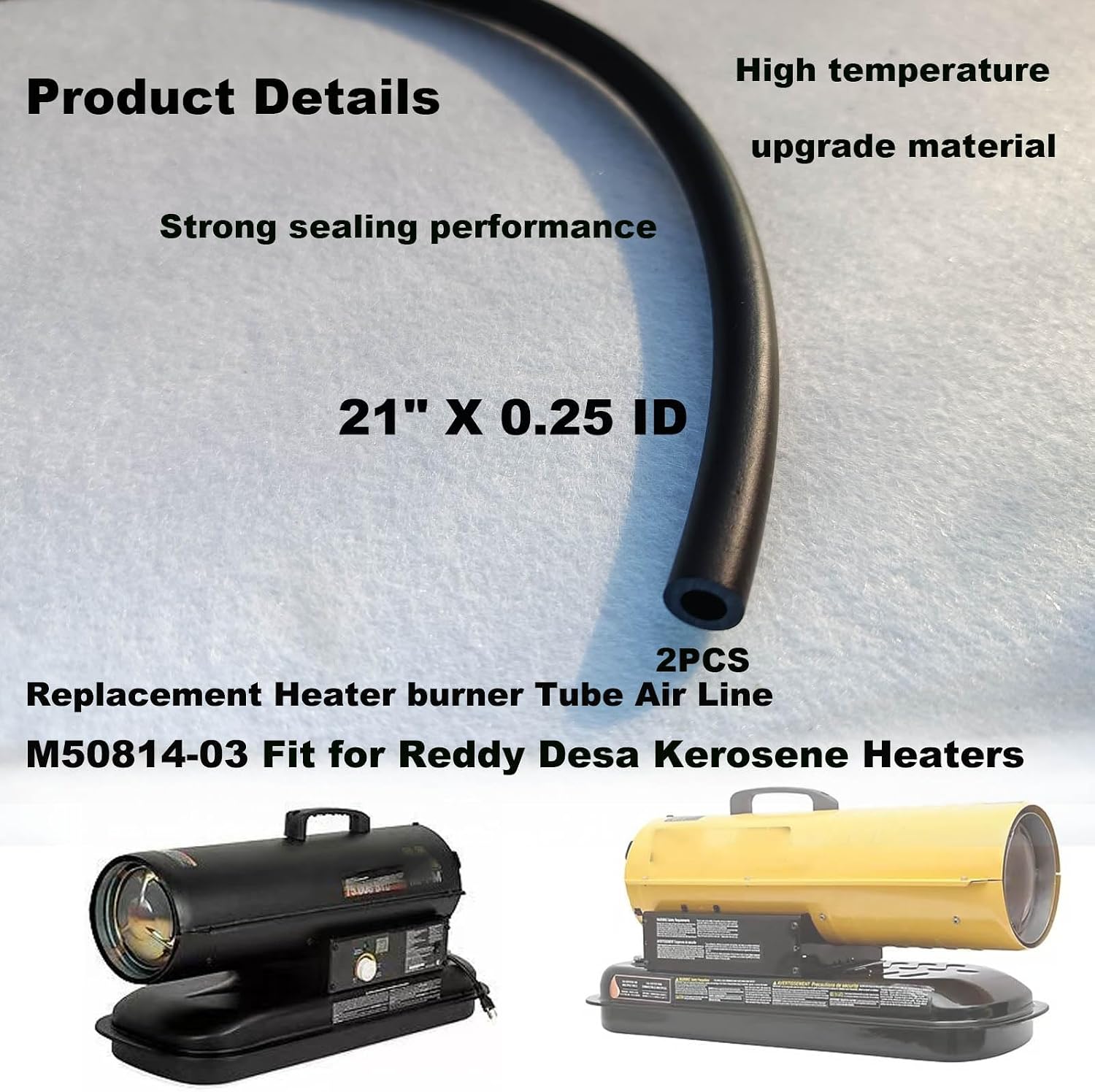 M50814-03 Heater burner Tube Air Line,2PCS 21" X 0.25" ID Air Line Fit for Reddy Desa Kerosene Heaters