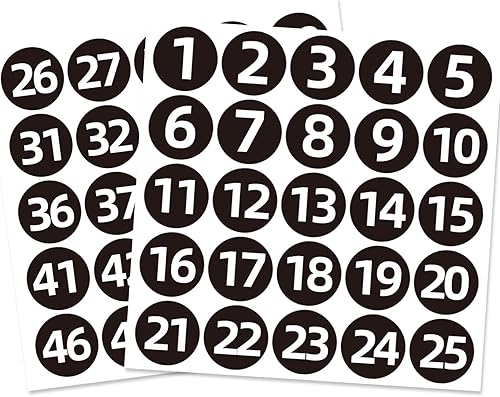 STARLIBOO Calcomanías de números 1-50, calcomanías numeradas extraíbles de 2 pulgadas, calcomanías de vinilo para números, etiquetas de STARLIBOO Calcomanías de números 1-50, calcomanías numeradas extraíbles de 2 pulgadas, calcomanías de vinilo para números, etiquetas de