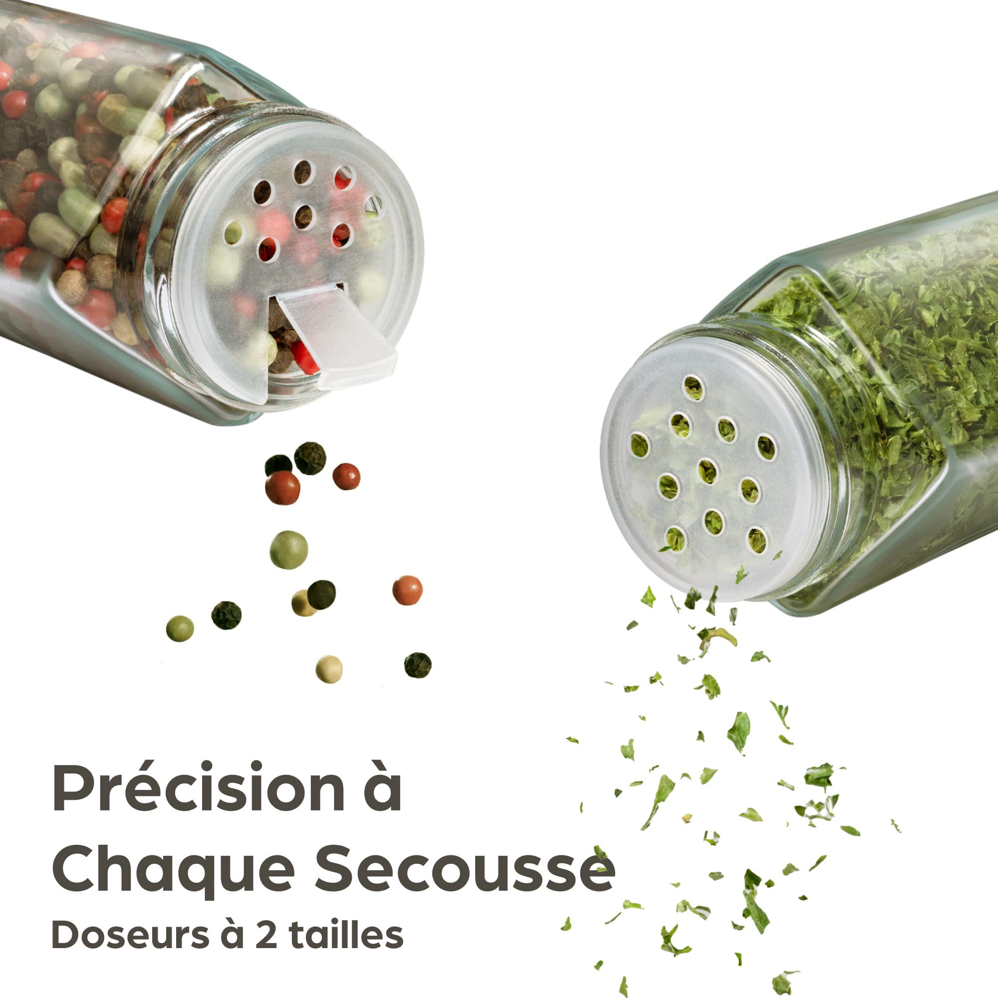 Praknu Pot à Épices avec Étiquettes Réutilisables - Lot de 12 x 120ml - Hermétiques - Faciles à nettoyer - Inclus Brosse de Nettoyage & Cuillère en Bois - Bocaux à Épices