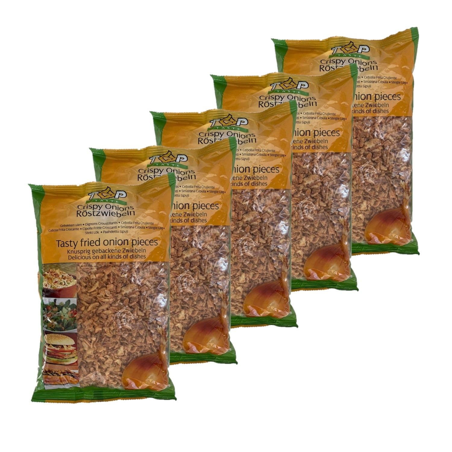 Lot de 5 Oignons Frits Croustillants 500g – Crispy Onions pour burgers, salades, tacos et cuisine asiatique – Format économique