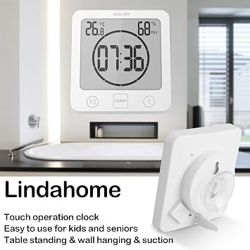 Digital Waterproof Bathroom Hanging Wall Clock with Shower Countdown Timer