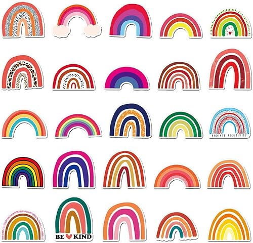 Miniatura 2 de Calcomanías coloridas de arco iris para niñas, adolescentes, niños, calcomanías de vinilo impermeables de dibujos animados para frascos de laptop,