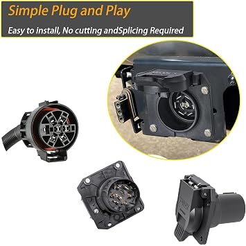KCGLOBAL OEM Style Replacement 7-Way RV Blade Socket, USCAR to 7-Pin Vehicle-Side Female-End Socket for Chevy, Ford, Dodge,GMC, Silverado, Sierra Trailer Plug, Factory 7 Pin & Tow Package Required
