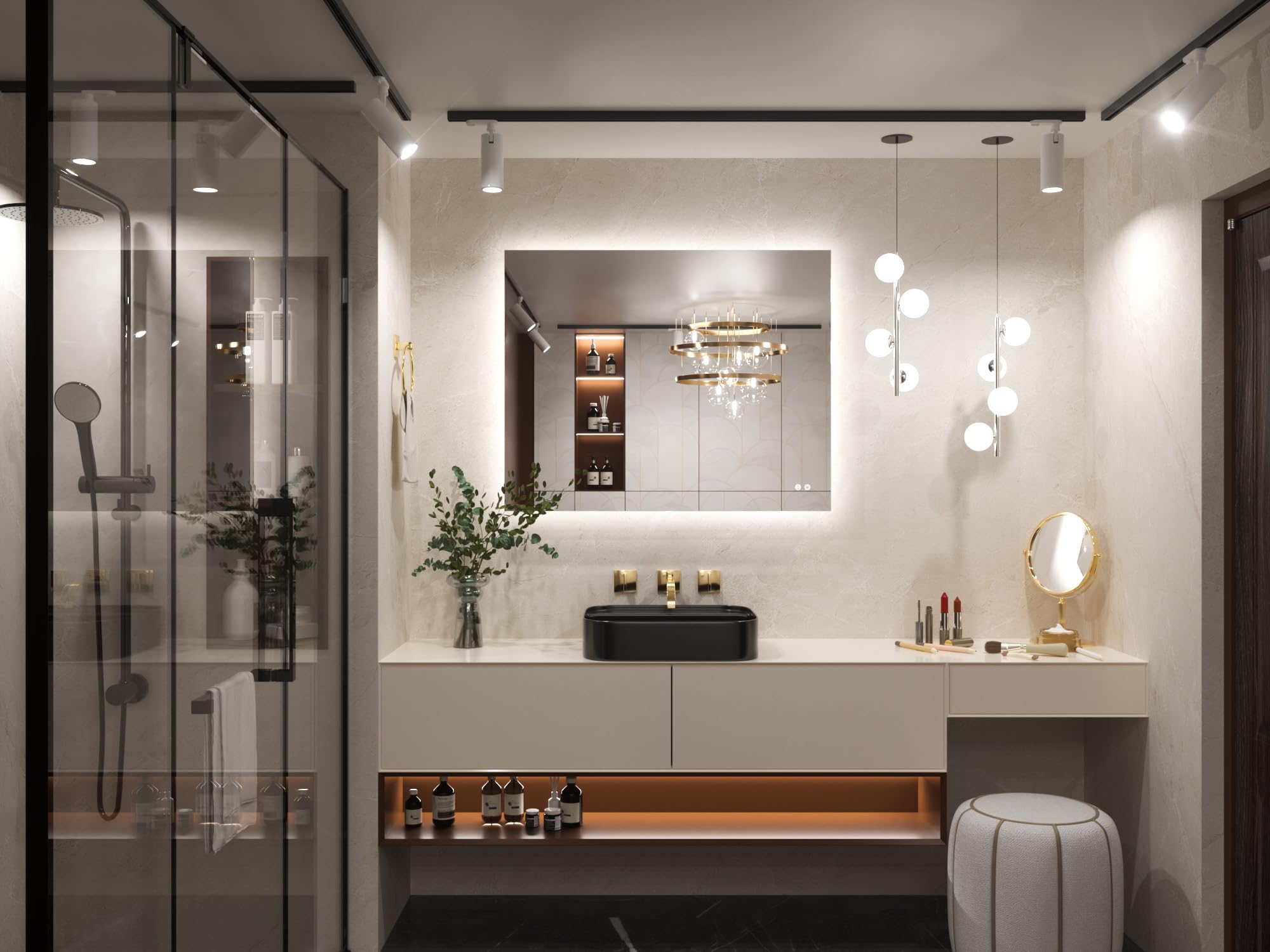 Keonjinn 100x80cm Miroir LED Salle de Bain avec Eclairage, Miroir Carré Rétroéclairé Antibuée, 3 Couleurs Lumière, Gradable, Mémoire, Verre Trempé IP44 Étanche, Horizontal/Vertical