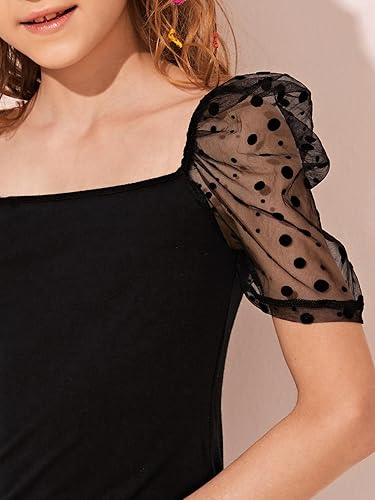 Miniatura 3 de SOLY HUX Camiseta de manga corta abombada de malla en contraste para niña