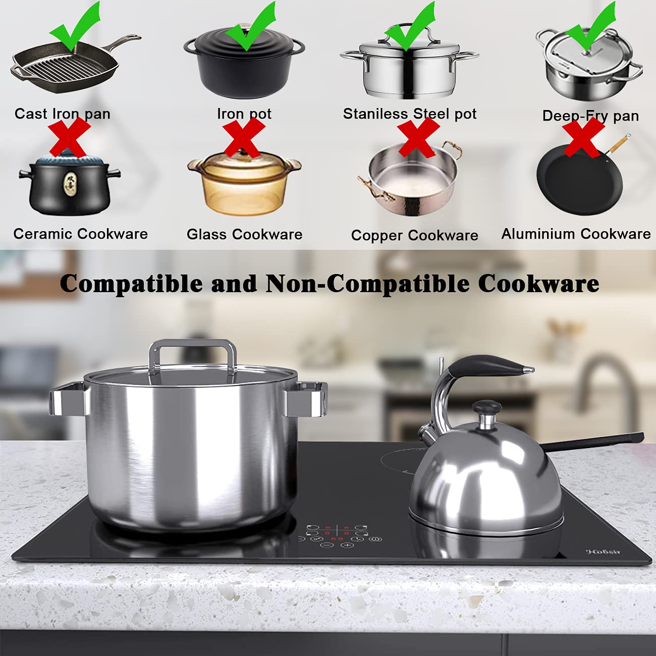 Induction Hob 4 Zones 60cm 6400w Builtin Electric Induction Cooker