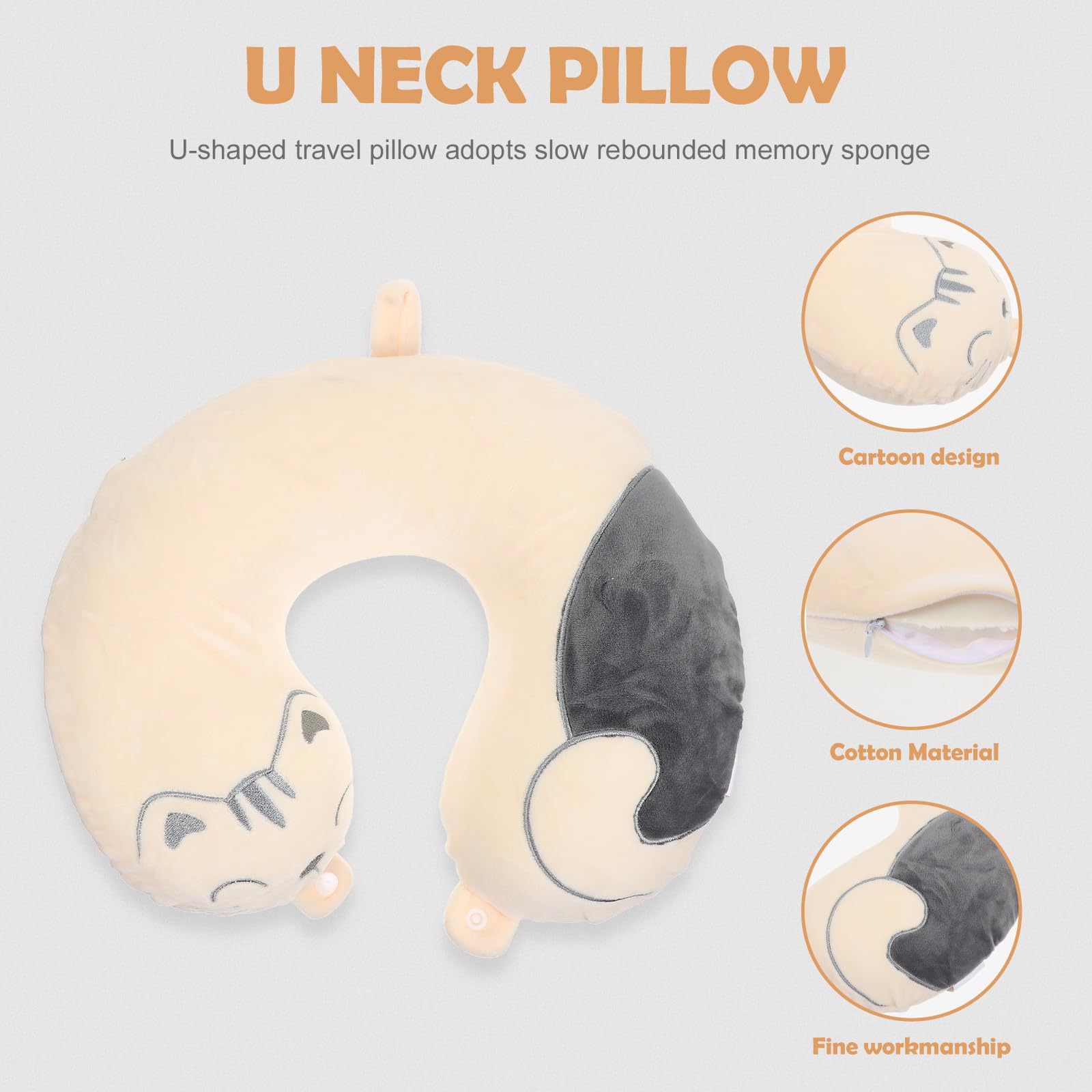 DOITOOL Almohada de Viaje en Forma de U para Oficina y Descanso, Soporte Cervical Diseño Ergonómico, Material de Algodón Blando y Tacto Cómodo para Siestas