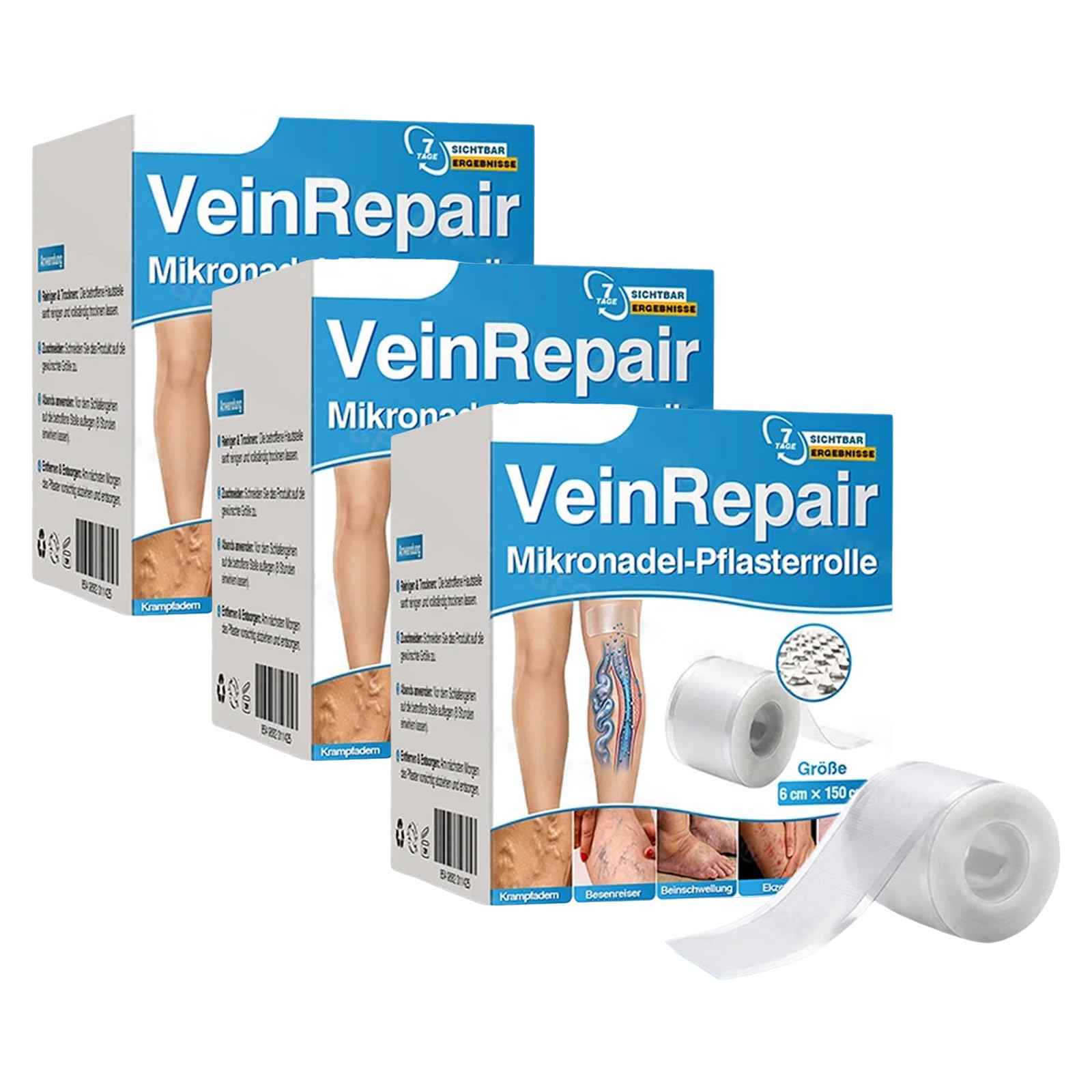 Veinrepair Mikronadel Pflasterrolle,Vein Repair Patches für müde schmerzende Beine,Vein Target Microdarts Pflegepflaster, lindert Beinschmerzen, Vein Heal Pflaster für alle Hauttypen (1 schachtel)