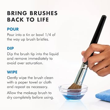 Cinema Secrets Original Blue Vanilla Makeup Brush Cleaner Solution - Professional Cleanser for Makeup Brushes - Quick-Drying, Rinse-Free Formula - Removes Stubborn Waterproof Make Up (4 fl oz)