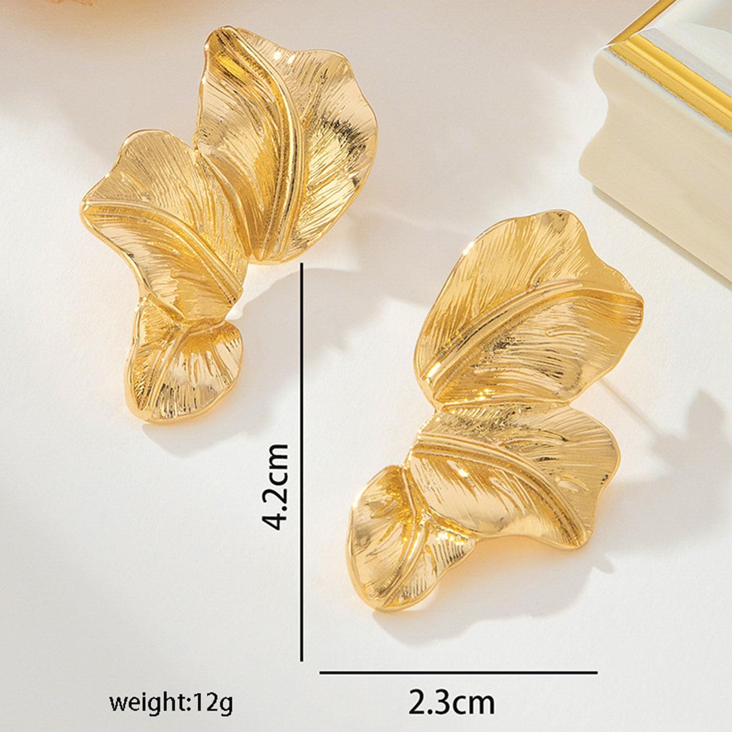 Gold Flower Earrings for Women Chunky Large Flower Statement Earrings Gold Sectored Leaf Earrings Big Floral Earrings for Women Trendy Jewelry Gift - Image 4