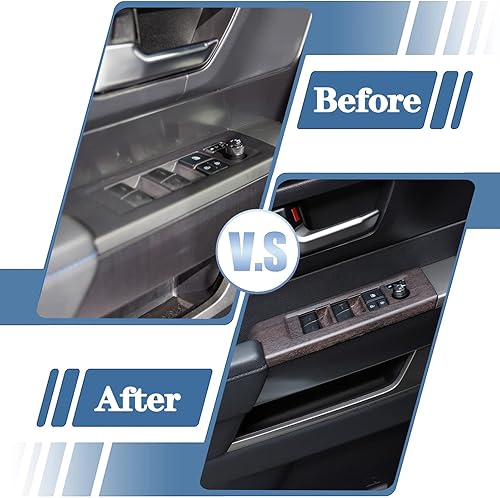 Miniatura 5 de HAPPYHORSE Accesorios para decoración interior automotriz de roble a rayas para TundraSequoia 2022 2023 Interruptor de botón de elevación de vidrio