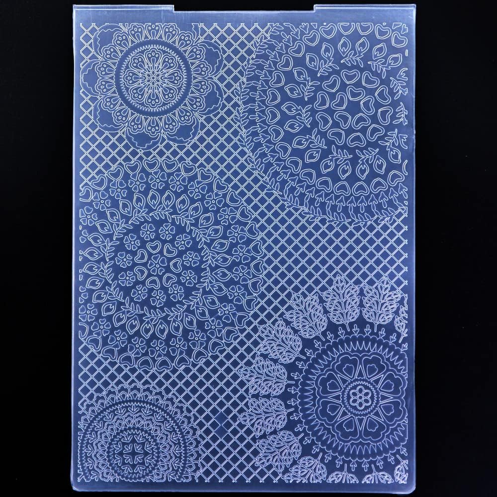 Kwan Crafts Mesh Flowers Lace Wreath Plastic Embossing Folders for Card Making