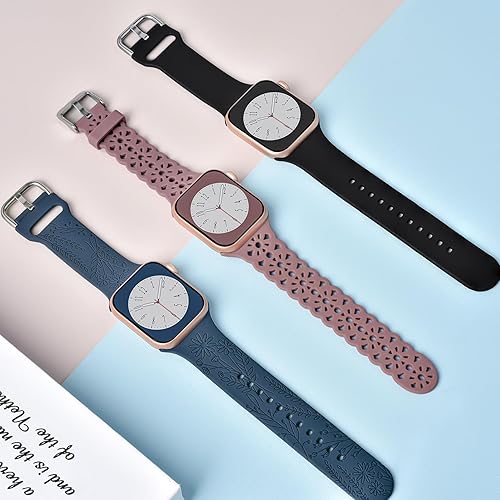 Miniatura 5 de Paquete de 6 correas de silicona compatibles con Apple Watch Band de 1.496 pulgadas, 1.575 pulgadas, 1.614 pulgadas, 1.654 pulgadas, 1.732 pulgadas,